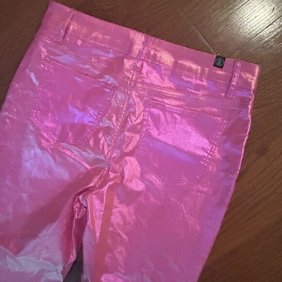 NWT Elite Jeans Skinny Hi-Rise Metallic Shimmer Pink Stretch Ankle Jeans Size XL - Picture 10 of 13